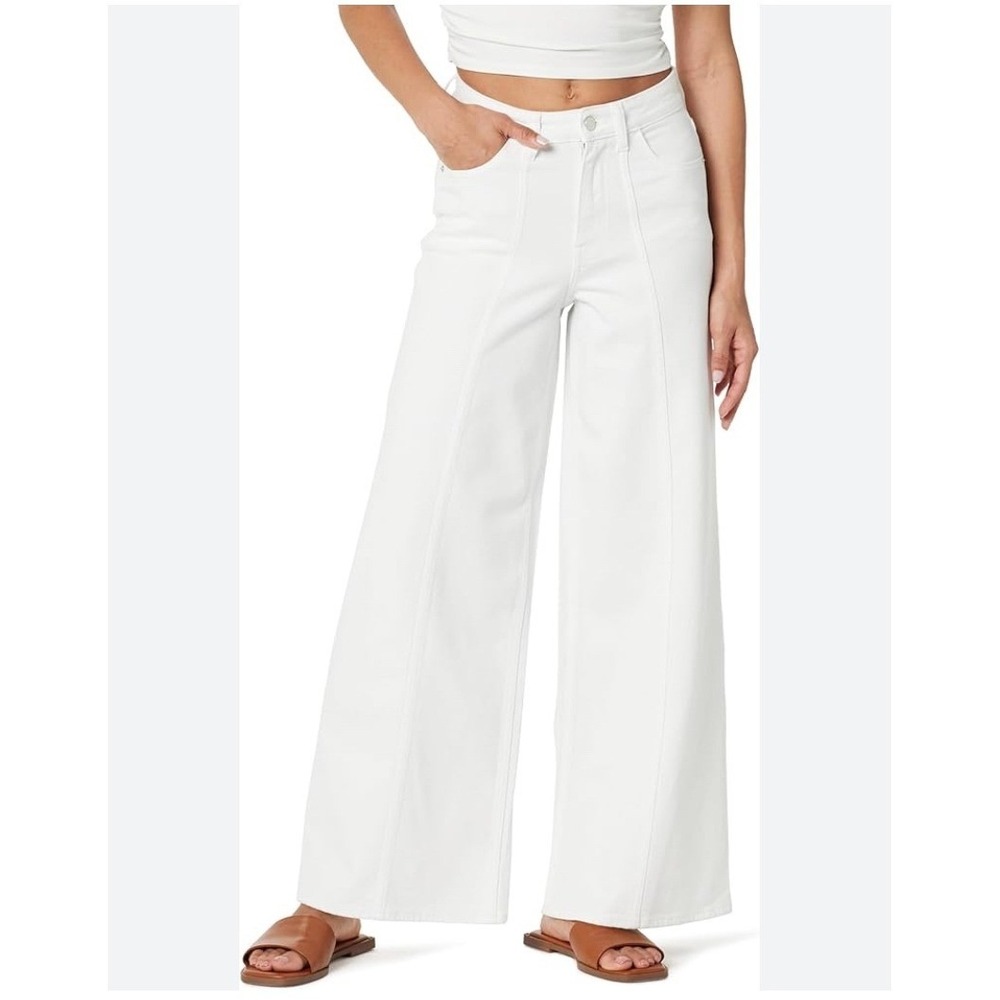 The Drop Frida Pants Trousers Women's 34 Plus White Wide Leg Cropped Jeans NWT‎